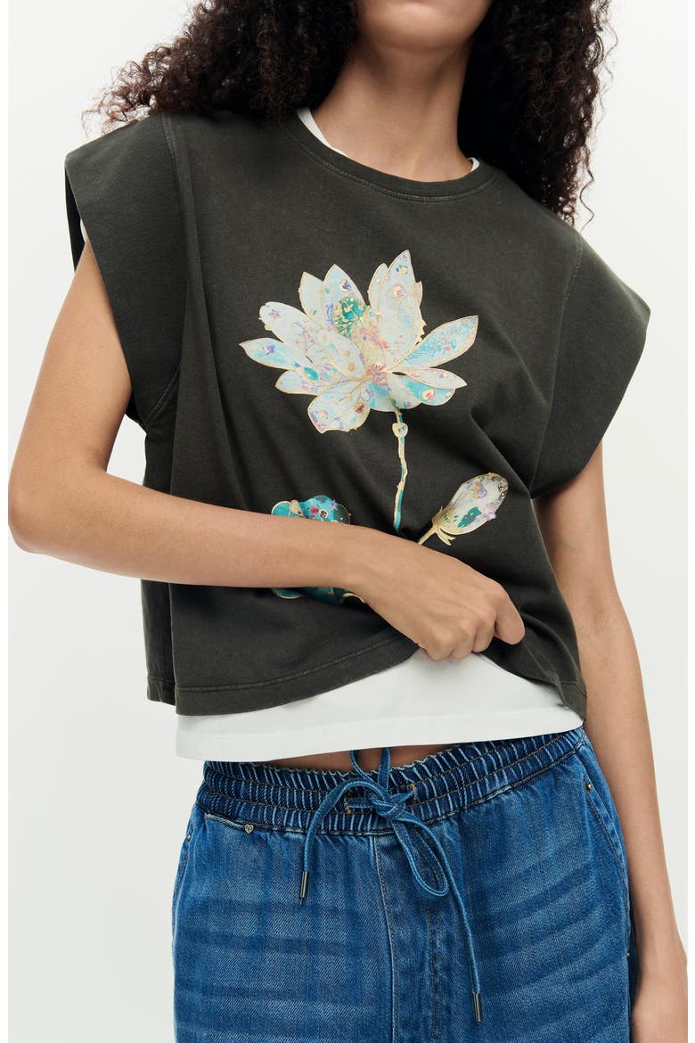 Oversize Floral Graphic T-Shirt, Alternate, color, BLACK