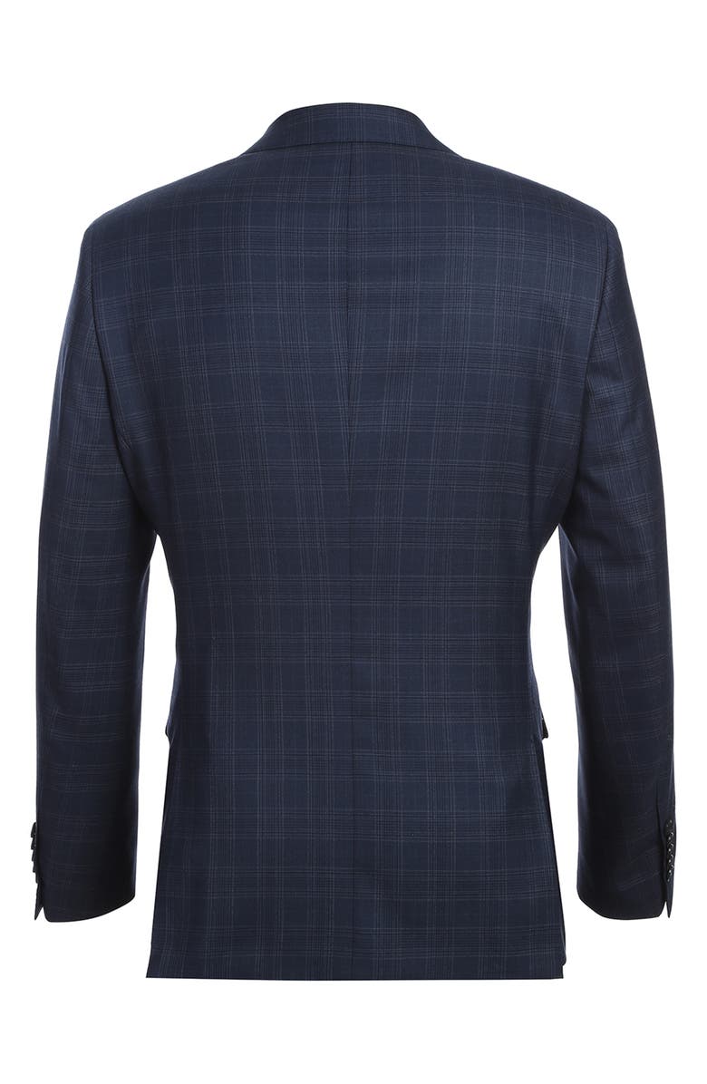 English Laundry Plaid Trim Fit Notch Lapel Wool Blend Two-Piece Suit, Alternate, color, Navy