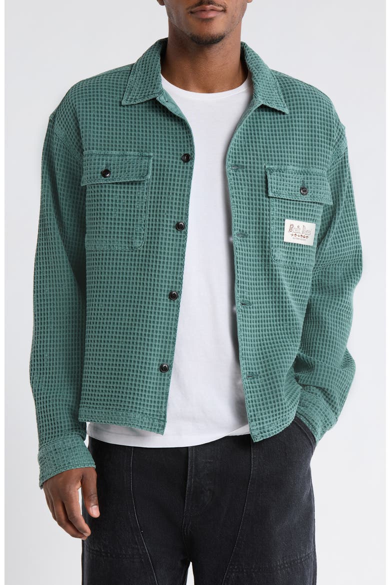 Waffle Button-Up Shirt, Main, color, SILVER PINE