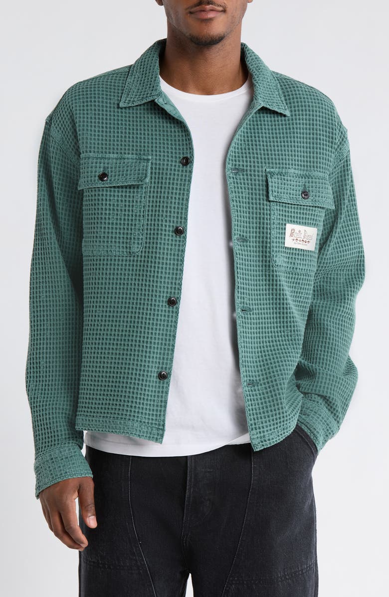 Brain Dead Waffle Button-Up Shirt, Main, color, Silver Pine