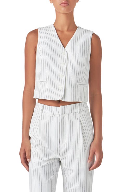 Pinstripe Crop Vest