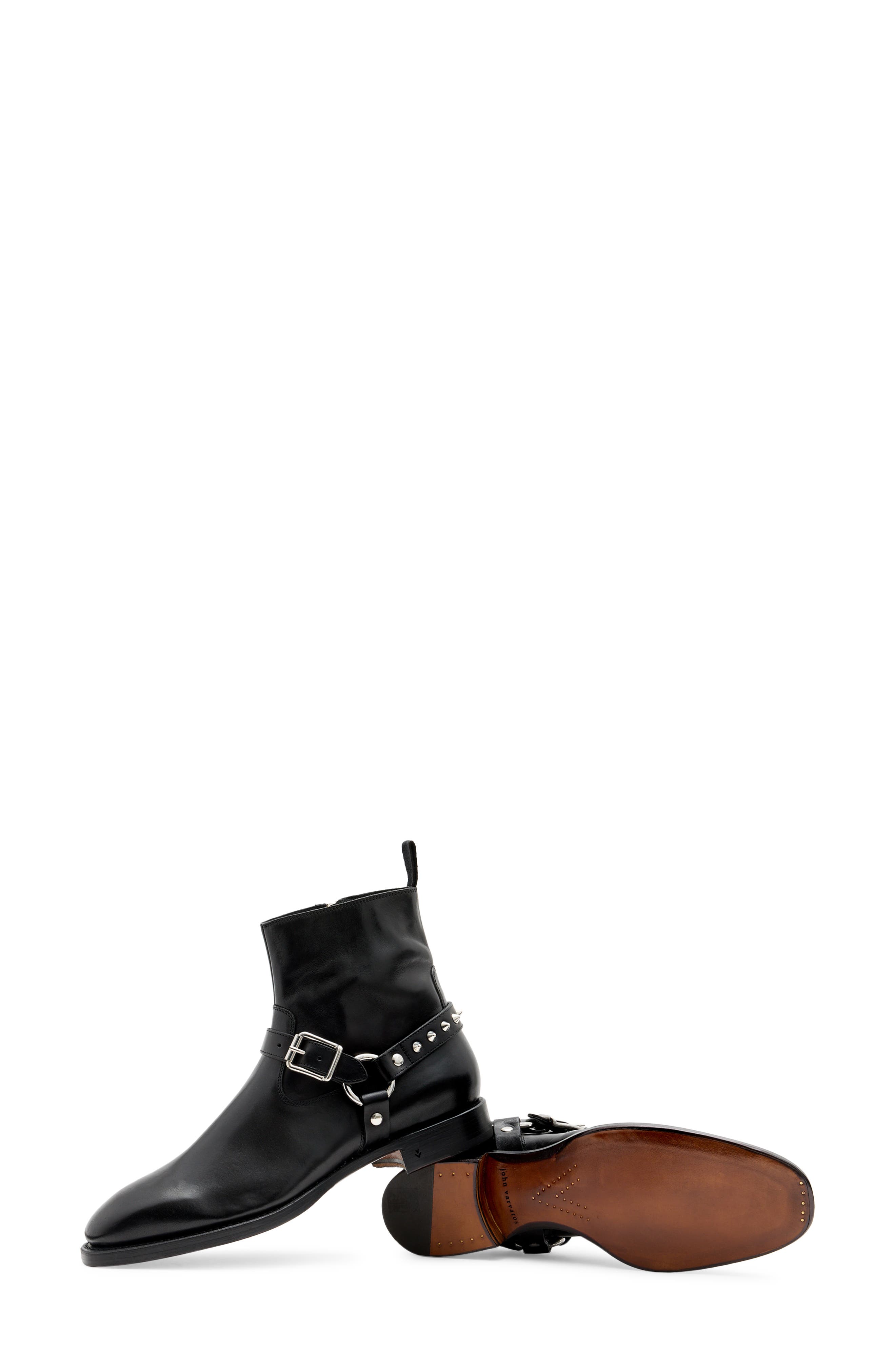 John Varvatos Regent Harness Spike Zip Boot, Alternate, color, 
