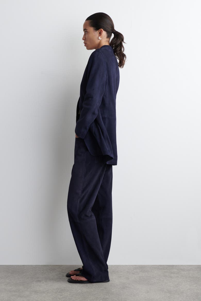Suede Straight-leg Trousers, Alternate, color, STEEL BLUE