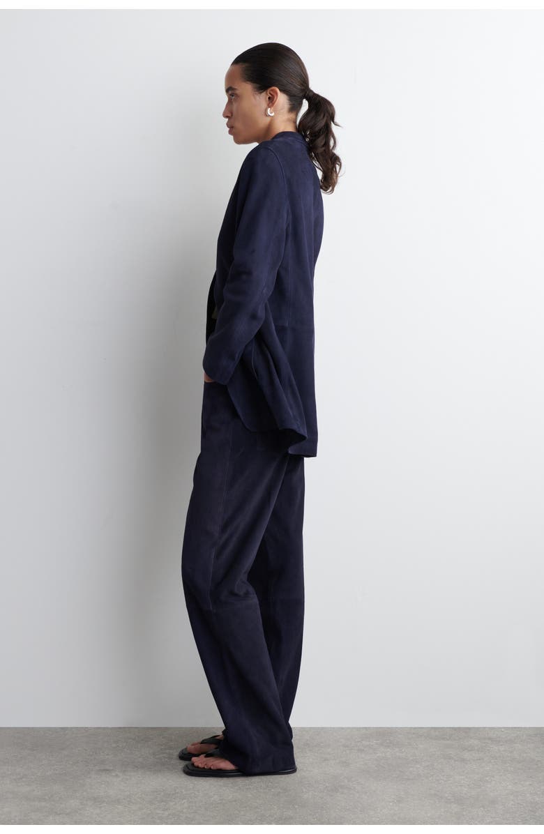 COS Suede Straight-leg Trousers, Alternate, color, Steel Blue