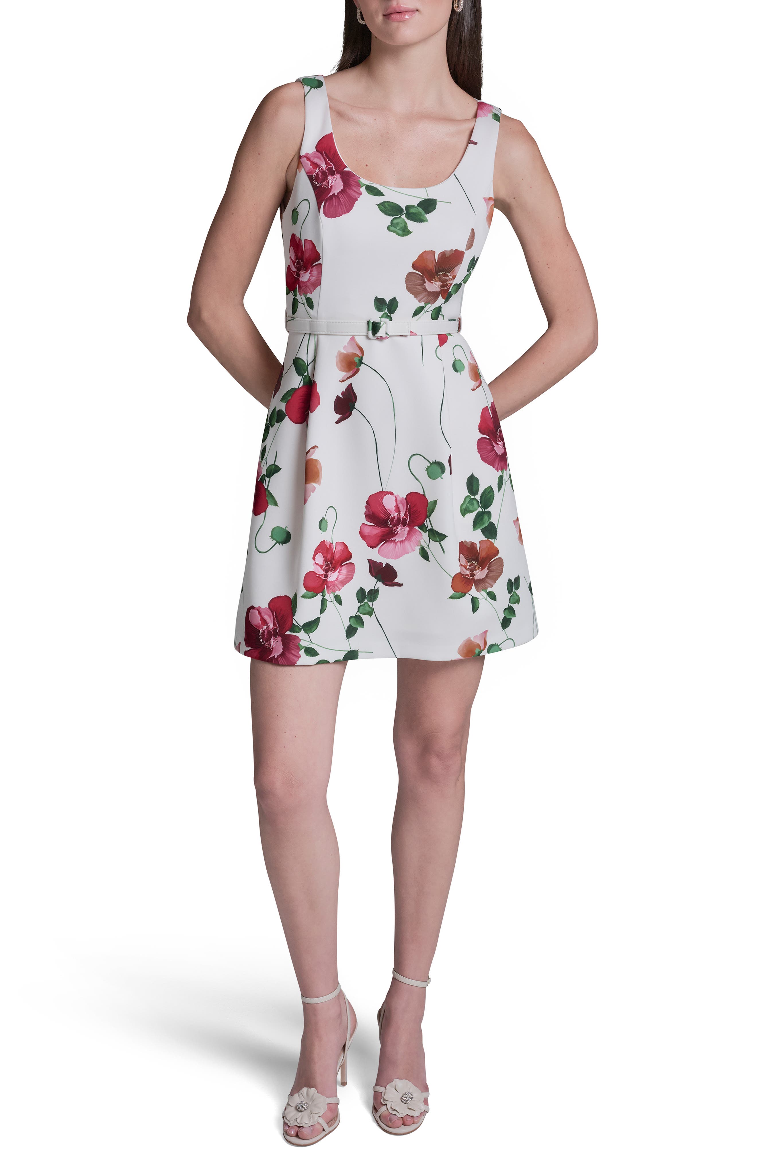 BCBG Floral Scuba Fit & Flare Minidress