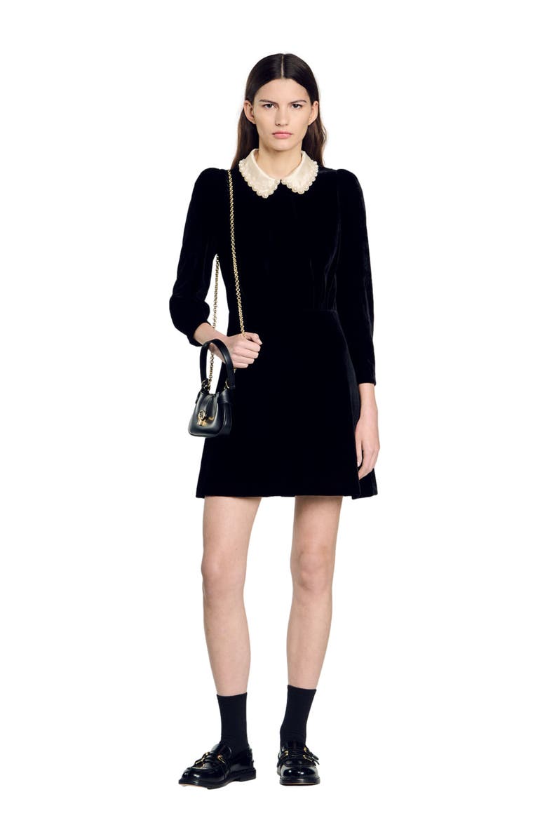 SANDRO Velvet dress, Alternate, color, 