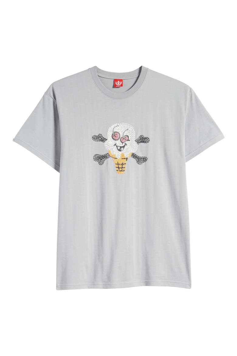 Cherry Face Embroidered T-Shirt, Alternate, color, QUARRY