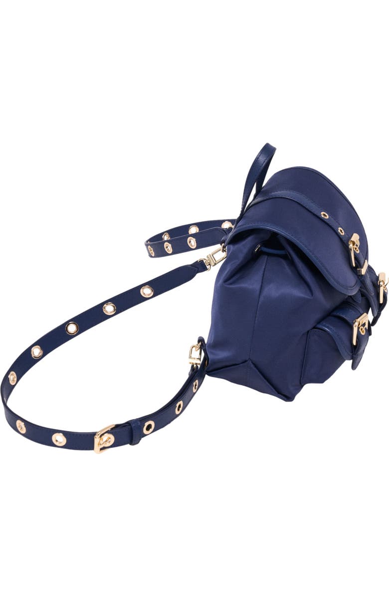 maje Mini leather and nylon backpack, Alternate, color, Marine Blue