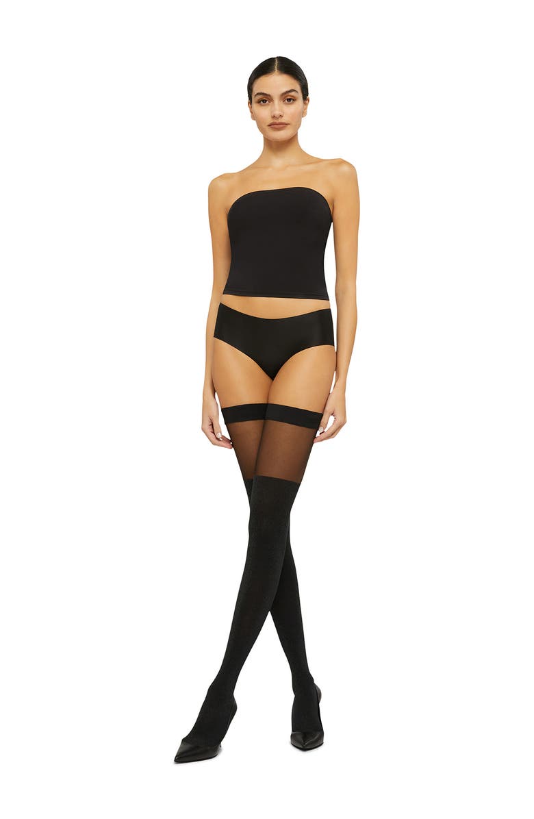 Wolford Shiny Sheer Stay-Up Stockings, Alternate, color, 