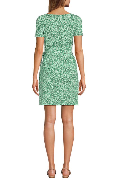LANDS' END LANDS' END SHORT SLEEVE COTTON MODAL WRAP MINI DRESS