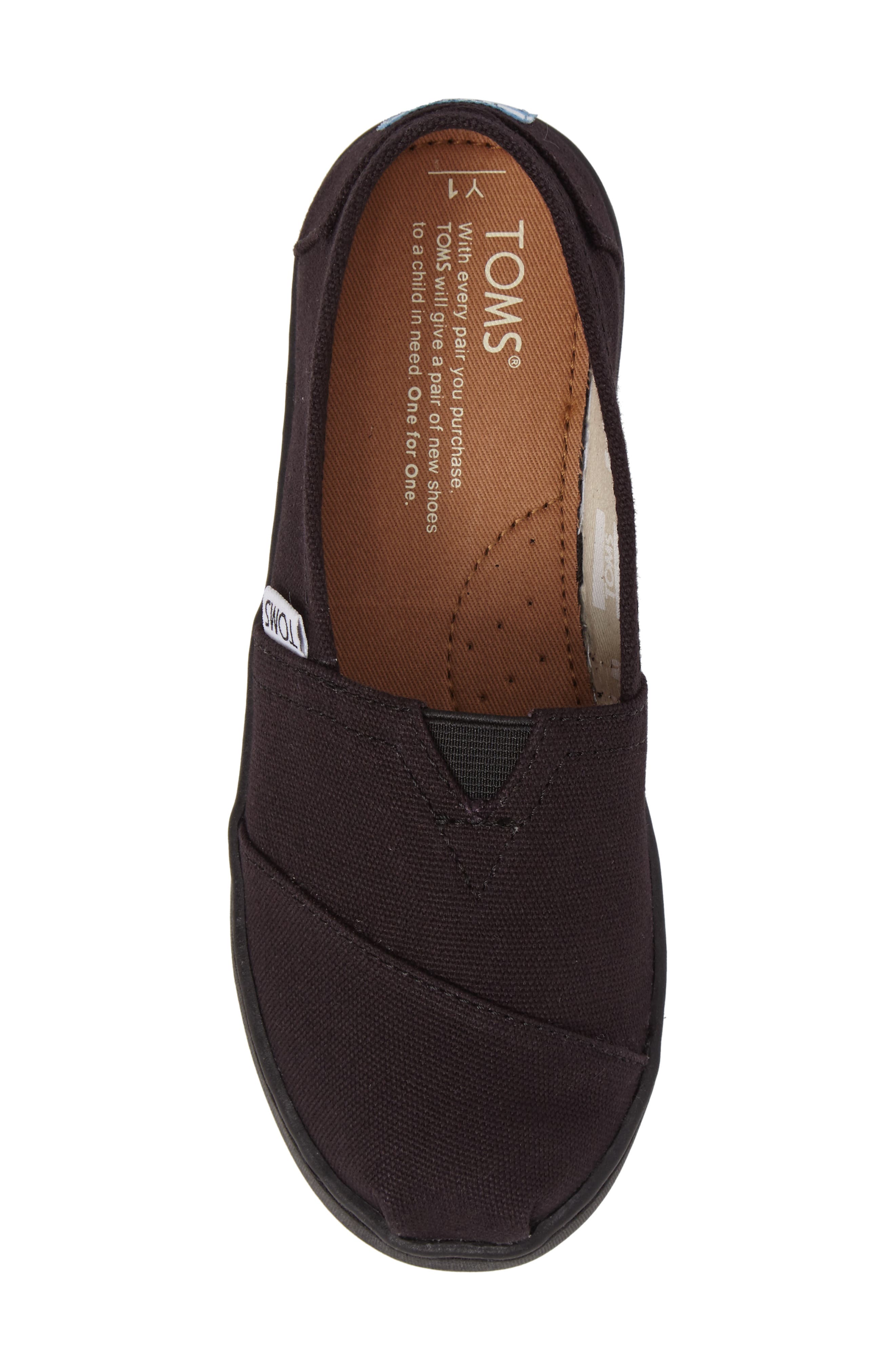TOMS Kids' Alpargata Slip-On, Alternate, color, Black Canvas