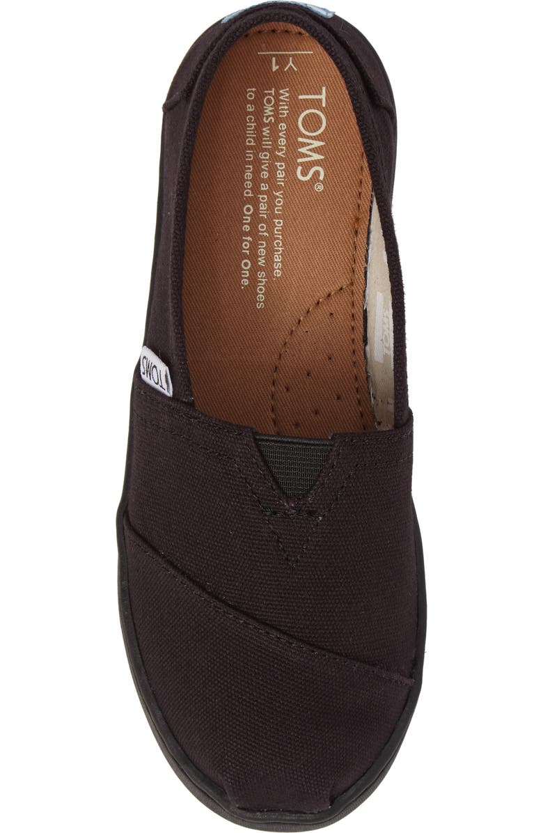 TOMS Kids' Alpargata Slip-On, Alternate, color, Black Canvas