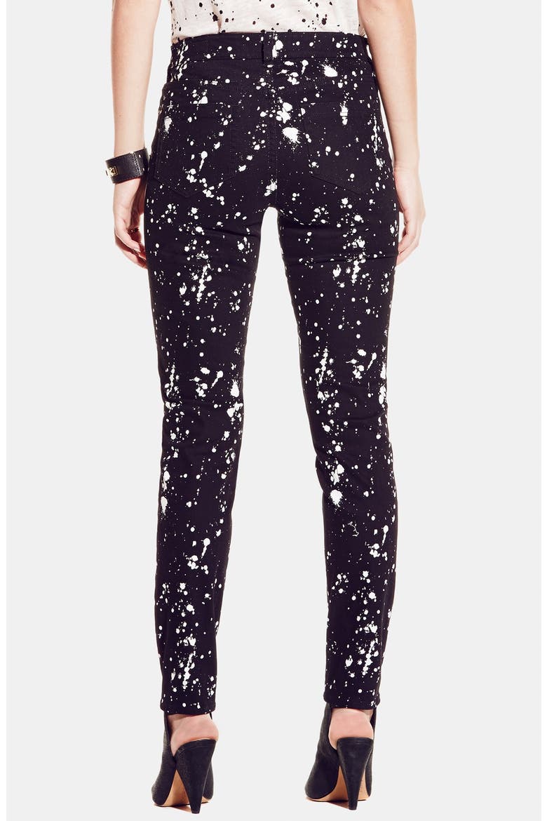 Splatter Print Skinny Jeans, Alternate, color, RICH BLACK