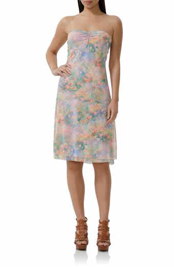 AFRM Lucile Floral Strapless Mesh Dress