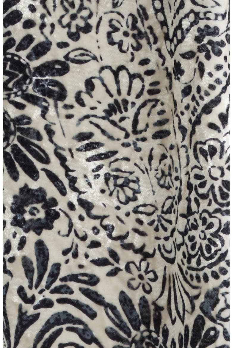 Print Long Sleeve Velvet Midi Shirtdress, Alternate, color, IVORY BLACK