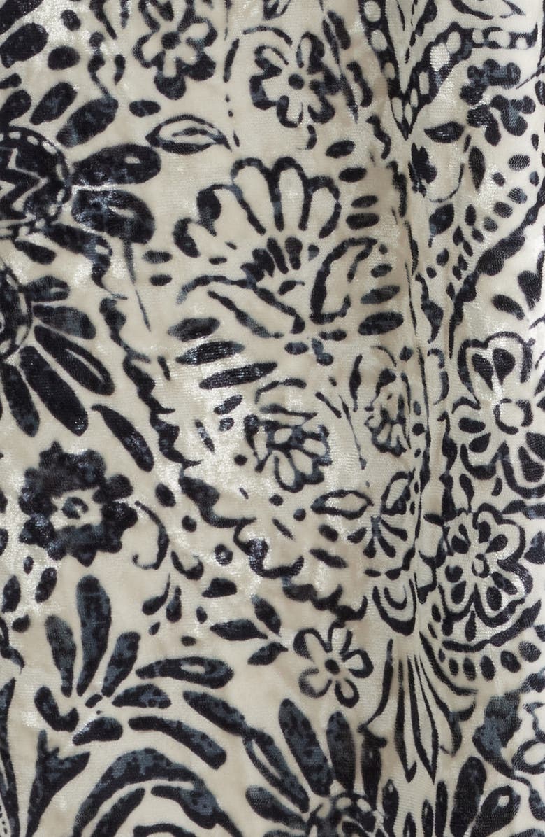 Julia Jordan Print Long Sleeve Velvet Midi Shirtdress, Alternate, color, Ivory Black