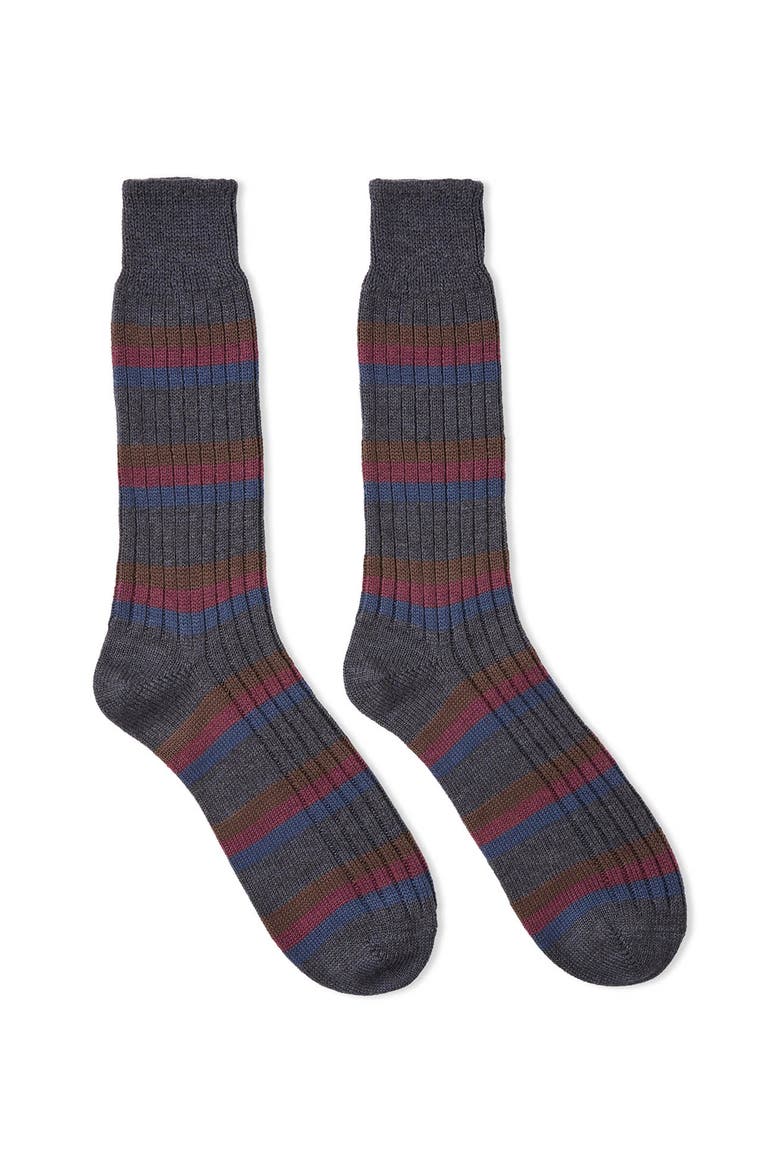 Cotton Stripe Sock, Alternate, color, NAVY