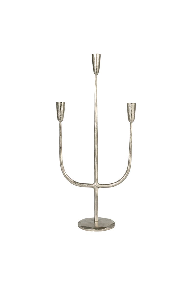 Hand-Forged Metal Candelabra, Silver Finish, Alternate, color, Silver
