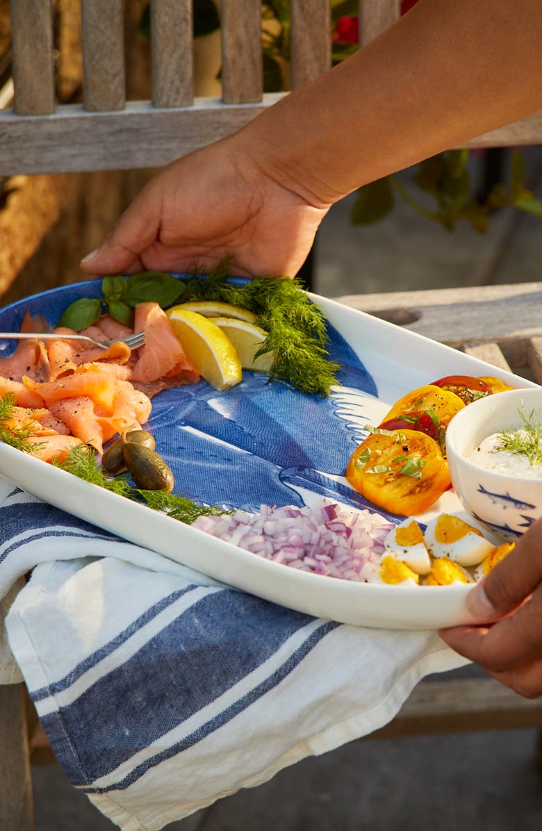 Caskata Horseshoe Crab Large Coupe Oval Platter - Porcelain, Alternate, color, Blue