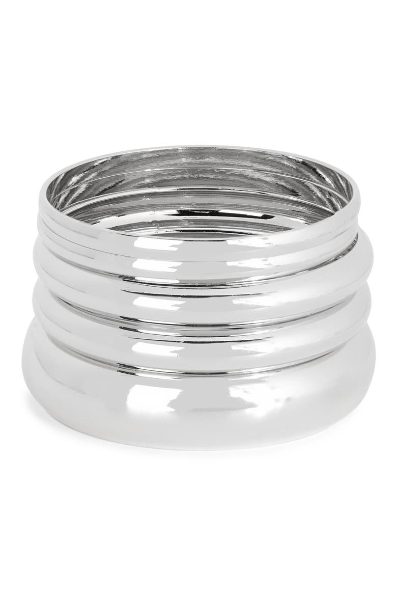 5-Pack Bangle Bracelets, Main, color, SILVER
