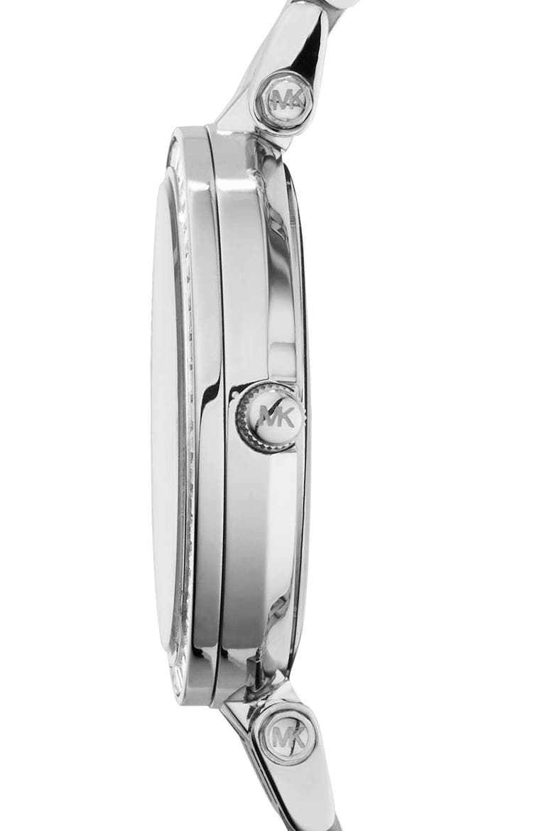 'Mini Darci' Round Bracelet Watch, 33mm, Alternate, color, SILVER
