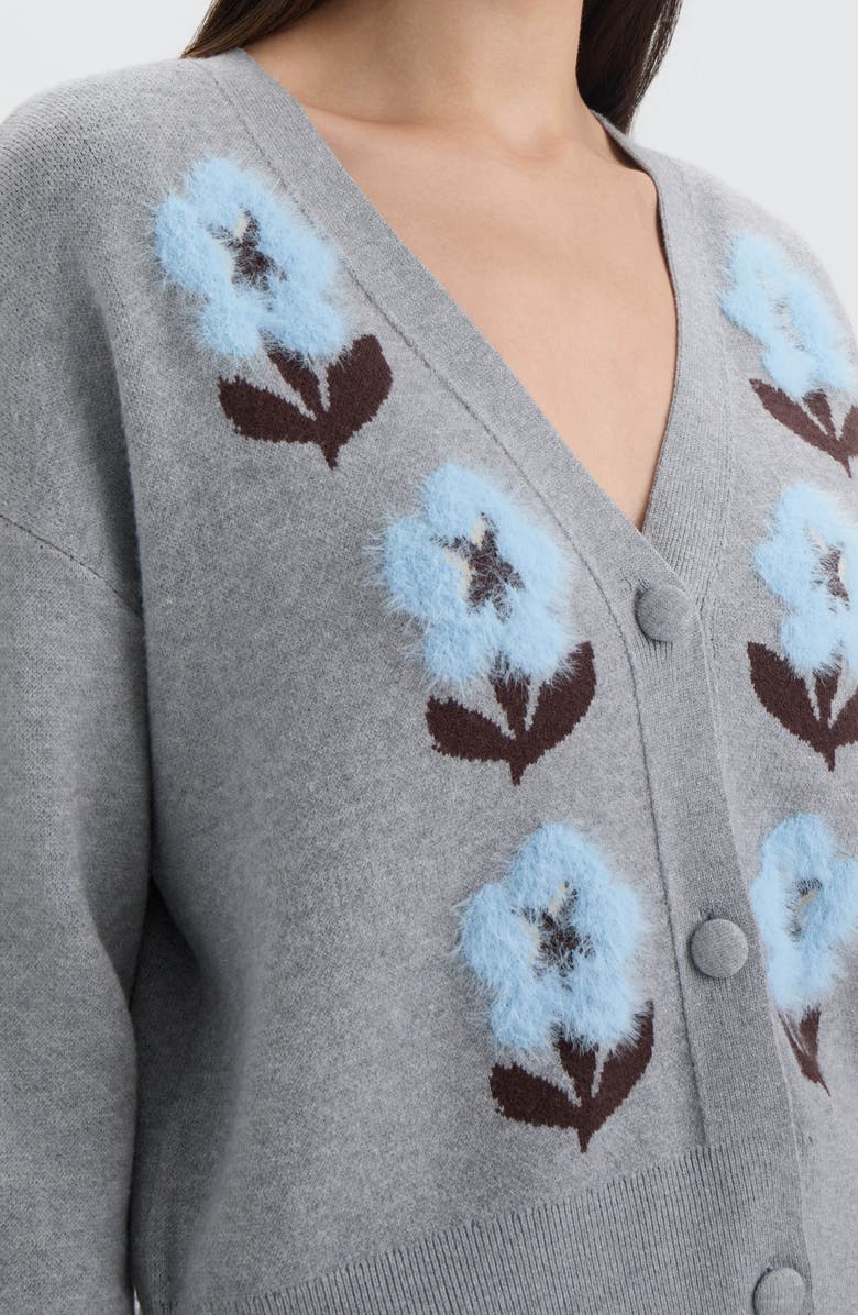NVLT V-Neck Cardigan, Alternate, color, Medium Grey Mix Floral