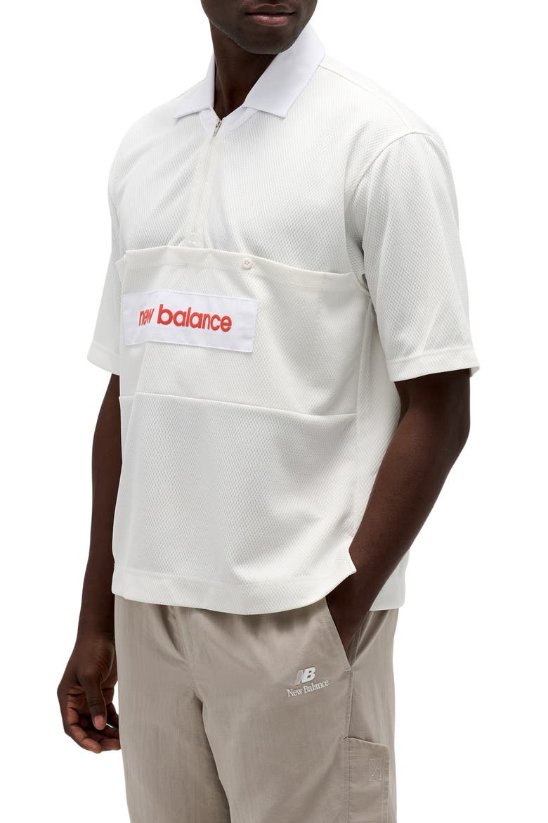 Made in USA Relaxed Mesh Zip Polo, Alternate, color, SEA SALT