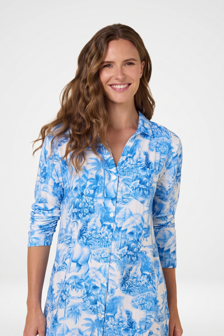 Confetti Dot Pima Knit Night Shirt, Alternate, color, Palm Grove Toile Blue