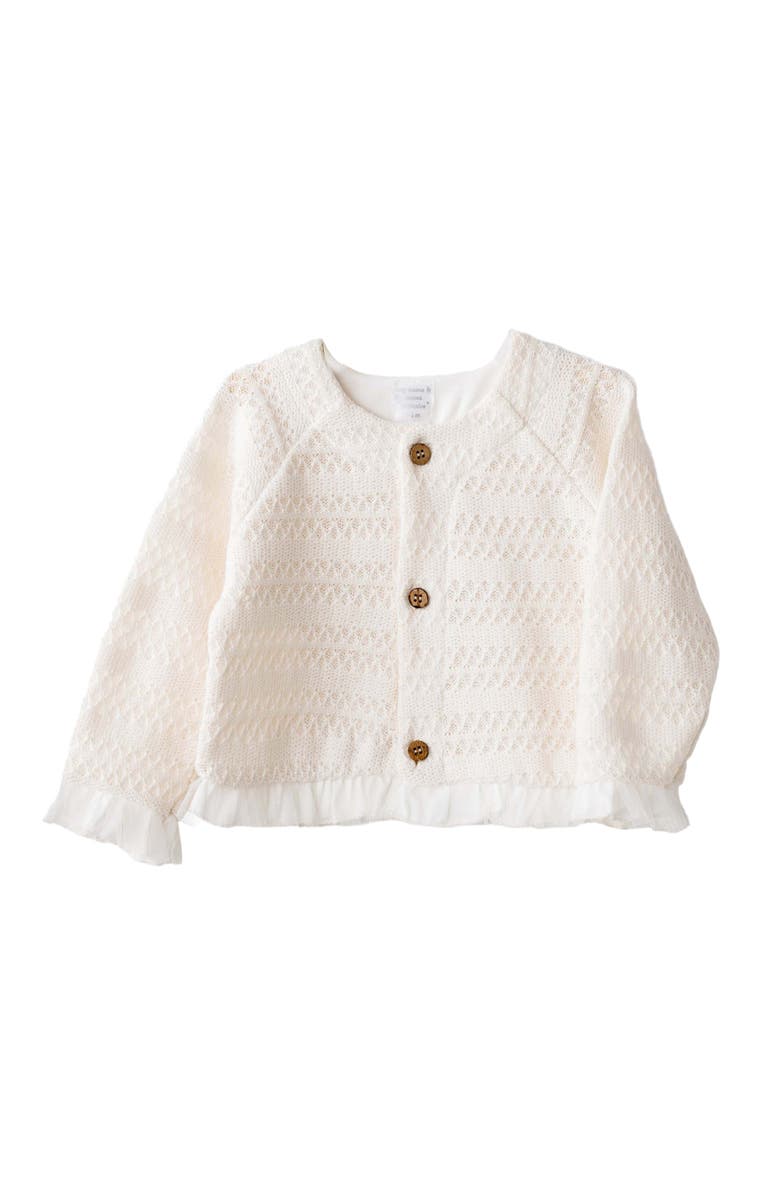 Andy Wawa Vanilla Ruffle Cardigan, Main, color, Ivory