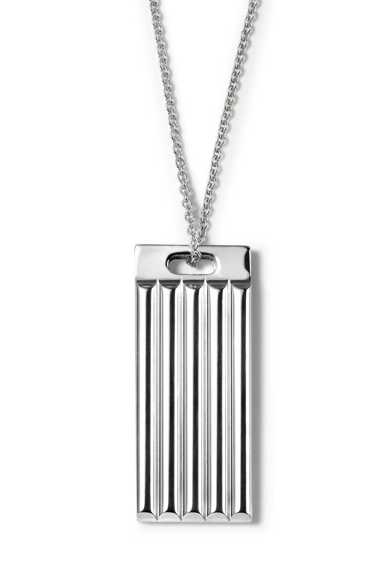 Godron Dog Tag Pendant Necklace, Main, color, SILVER