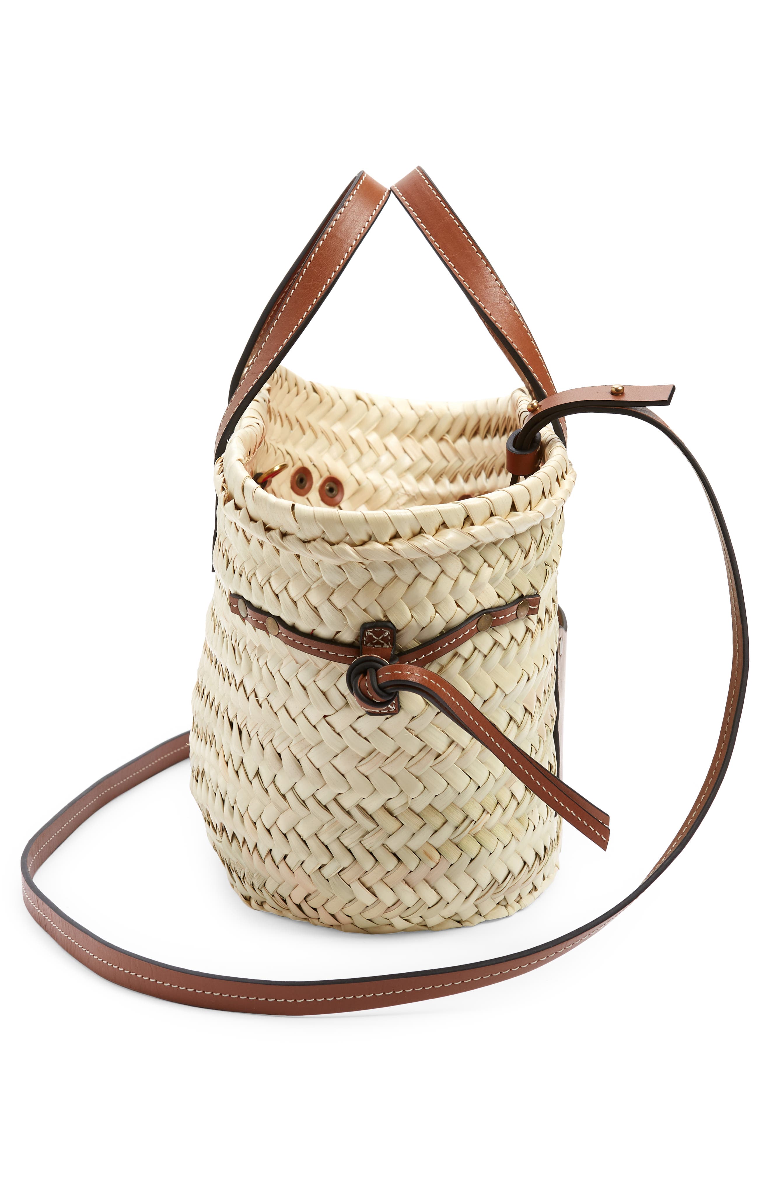 Mini Cadix Woven Straw Tote, Alternate, color, NATURAL/ COGNAC