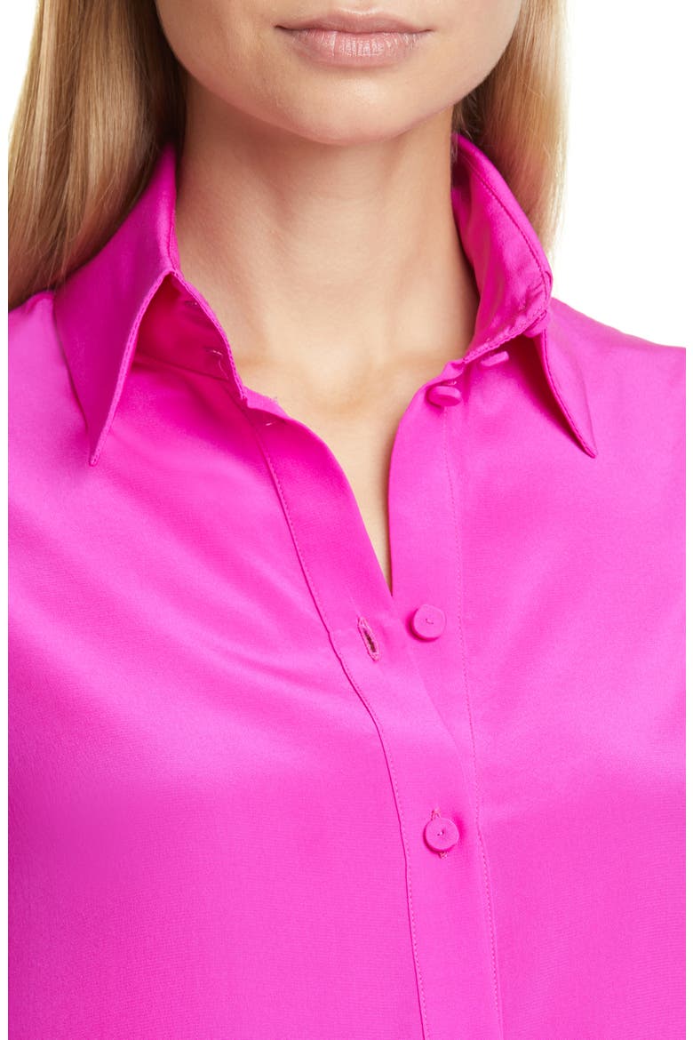 Silk Crêpe de Chine Blouse, Alternate, color, HOT PINK