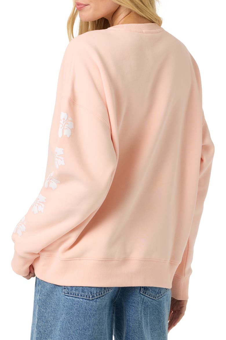 Mini Hibis Hawaii Oversized Graphic Sweatshirt, Alternate, color, PEACH LIGHT