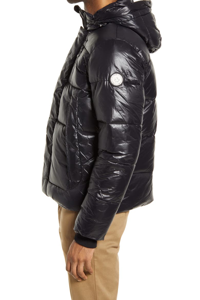 Men's Hank Luxe Shine Puffer Coat, Alternate, color, BLACK