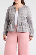 Liverpool Los Angeles Plaid Peplum Zip Jacket