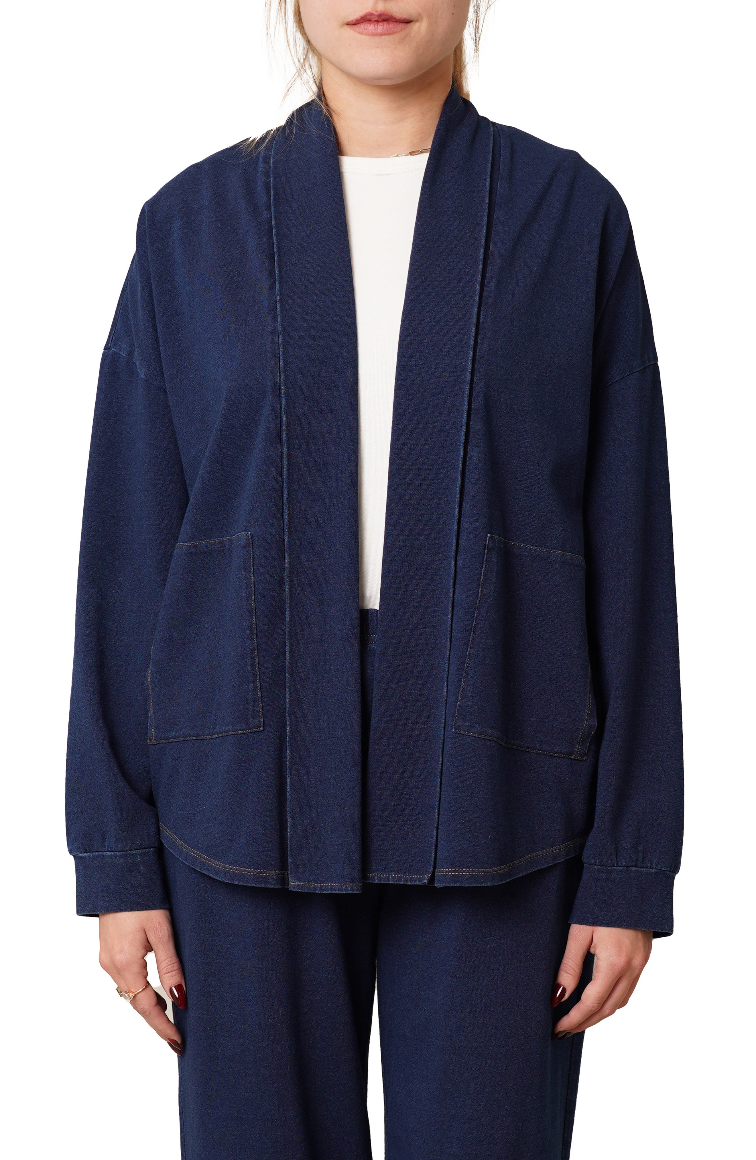 Open Front Denim Cardigan