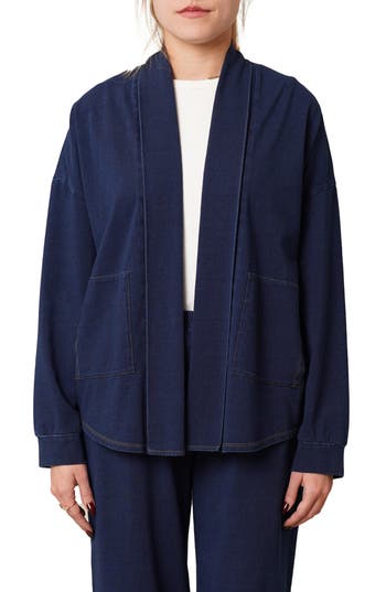 CYRUS Open Front Denim Cardigan in Dark Wash at Nordstrom Rack, Size Large
