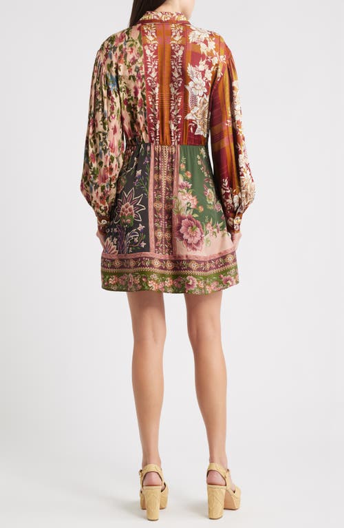 Farm Rio Tie-detailed Floral-print Twill Mini Shirt Dress In Multi