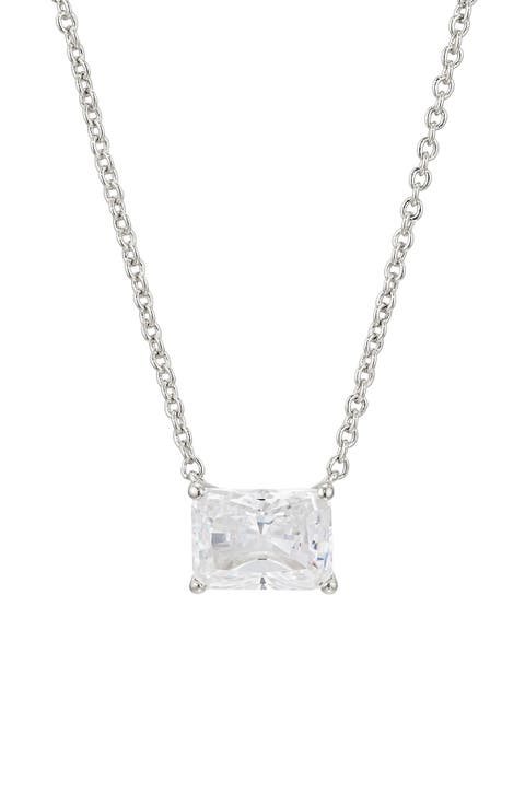 Modern Luv Large Emerald Cut Cubic Zirconia Pendant Necklace