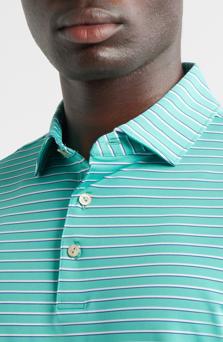 Peter Millar Dunnes Stripe Performance Jersey Polo, Alternate, color, Meadow