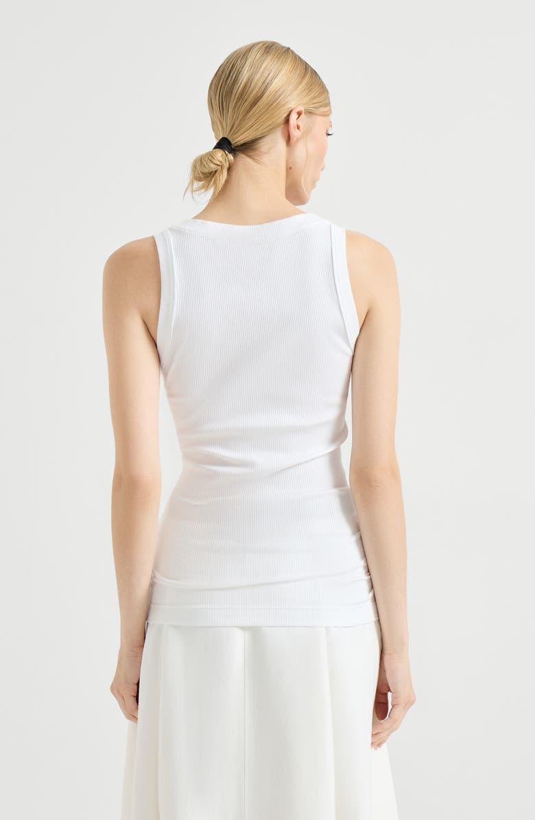 Brunello Cucinelli Ribbed jersey top, Alternate, color, White