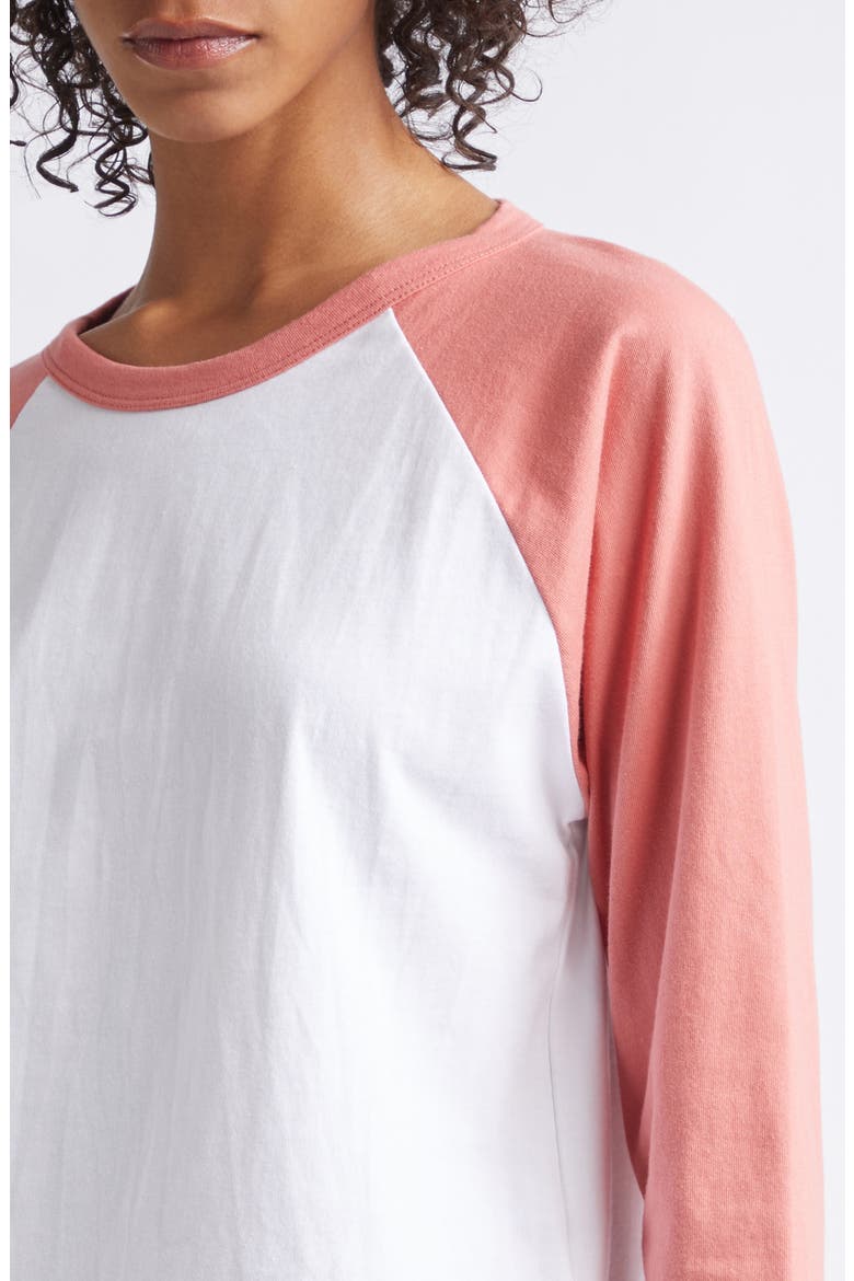 Margo Baseball T-Shirt, Alternate, color, WHITE/ CARNATION