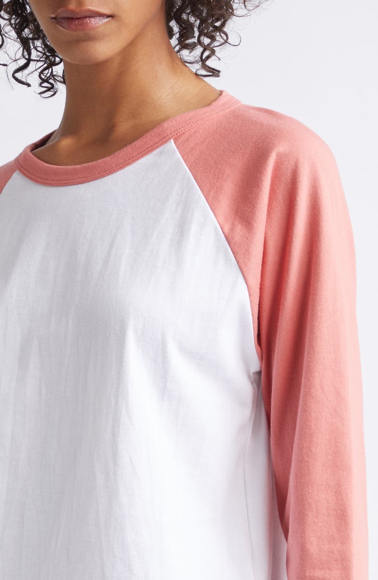 LESET Margo Baseball T-Shirt, Alternate, color, White/ Carnation