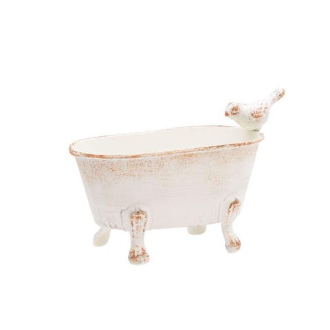 Abeline Bird White Bathtub Mini Planter