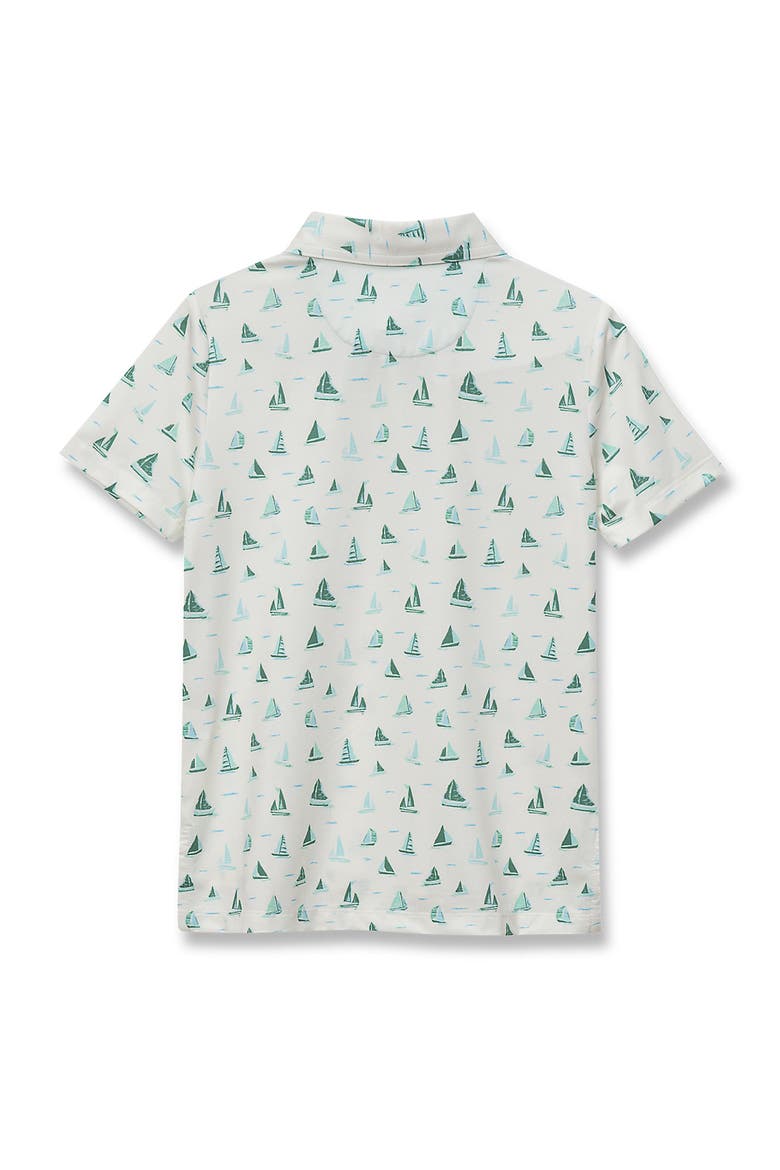 Boys Short Sleeve Performance Polo, Alternate, color, Sailboats/Ivory