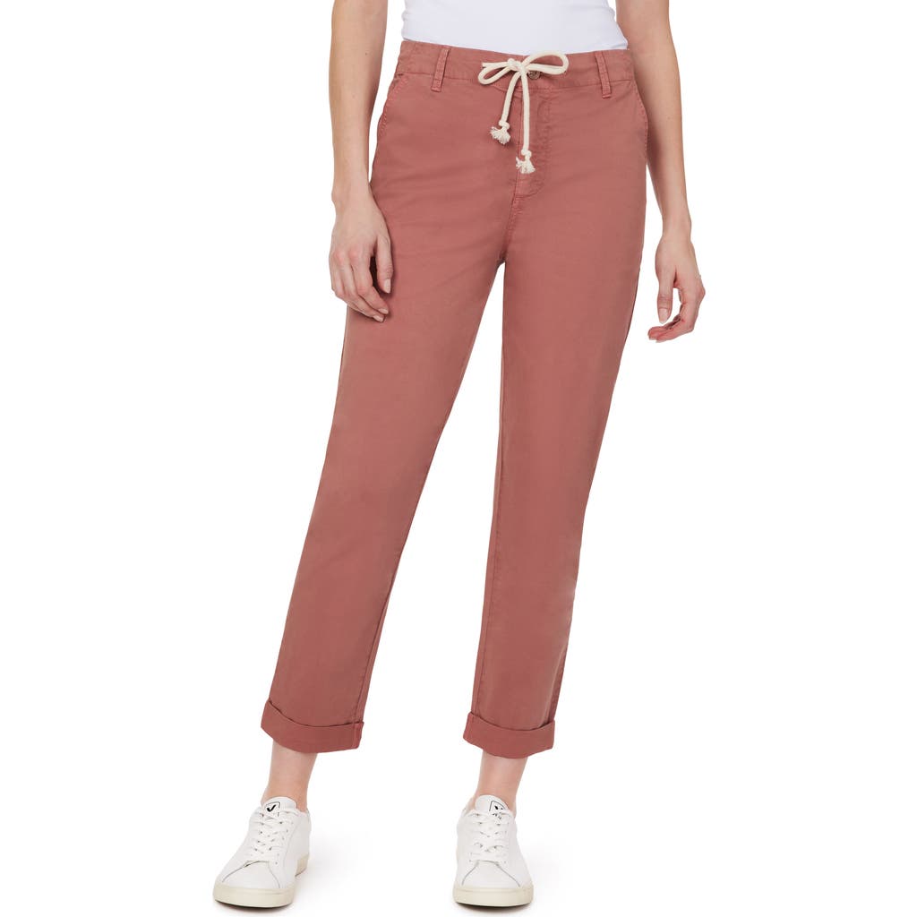 Kensie Rolled Hem Drawstring Girlfriend Pants In Pink
