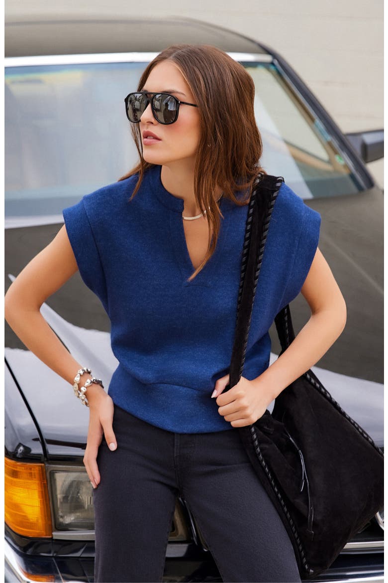 Morgan V-Neck Top, Alternate, color, BLUE
