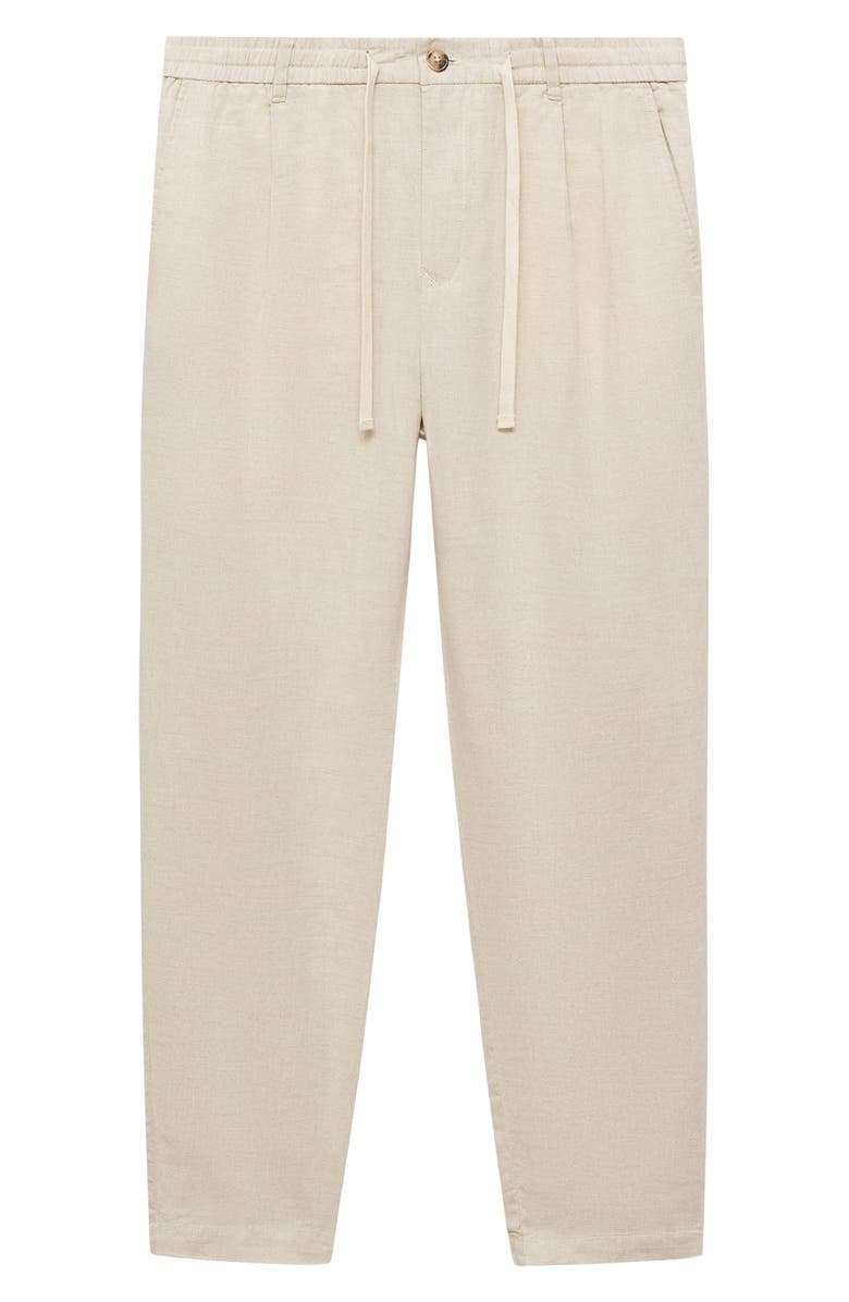 MANGO Slim Fit Linen & Cotton Drawstring Pants, Alternate, color, Ecru
