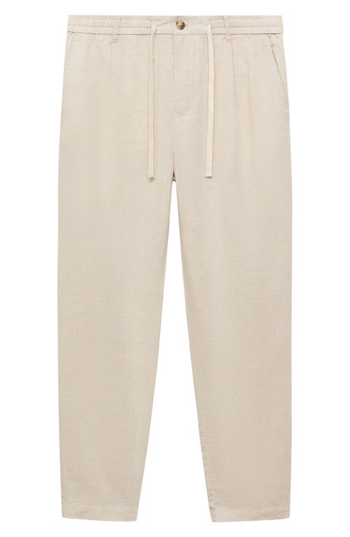 Mango Slim Fit Linen & Cotton Drawstring Pants In Ecru