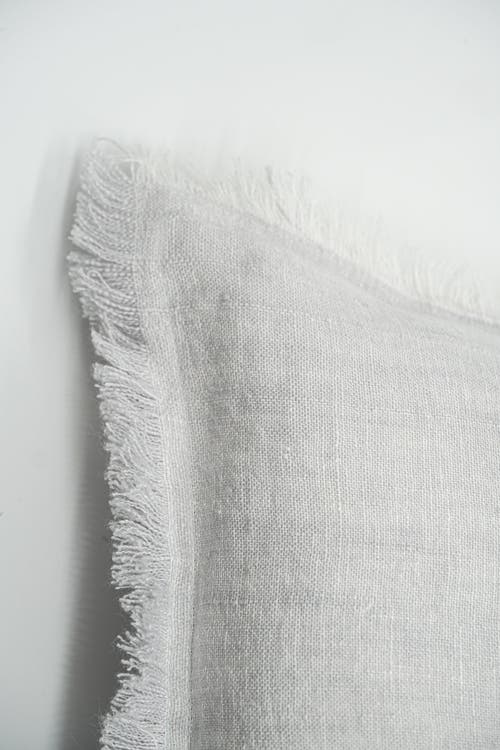Anaya Fringe Soft Linen Pillow With Down Alternative Insert In Light Grey
